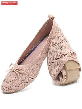 Crochet Lace Mesh Ballet Flats Bowknot Slip On Casual Shoe